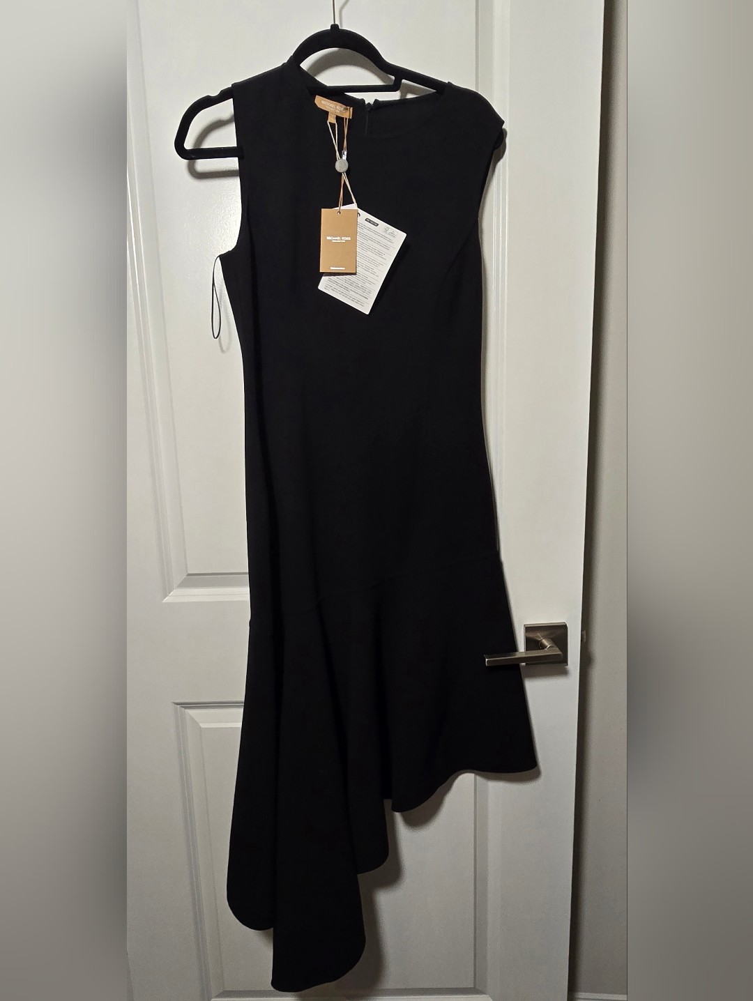 Nwt Michael Kors Collection Black Asymmetric Hem Sleeveless Dress